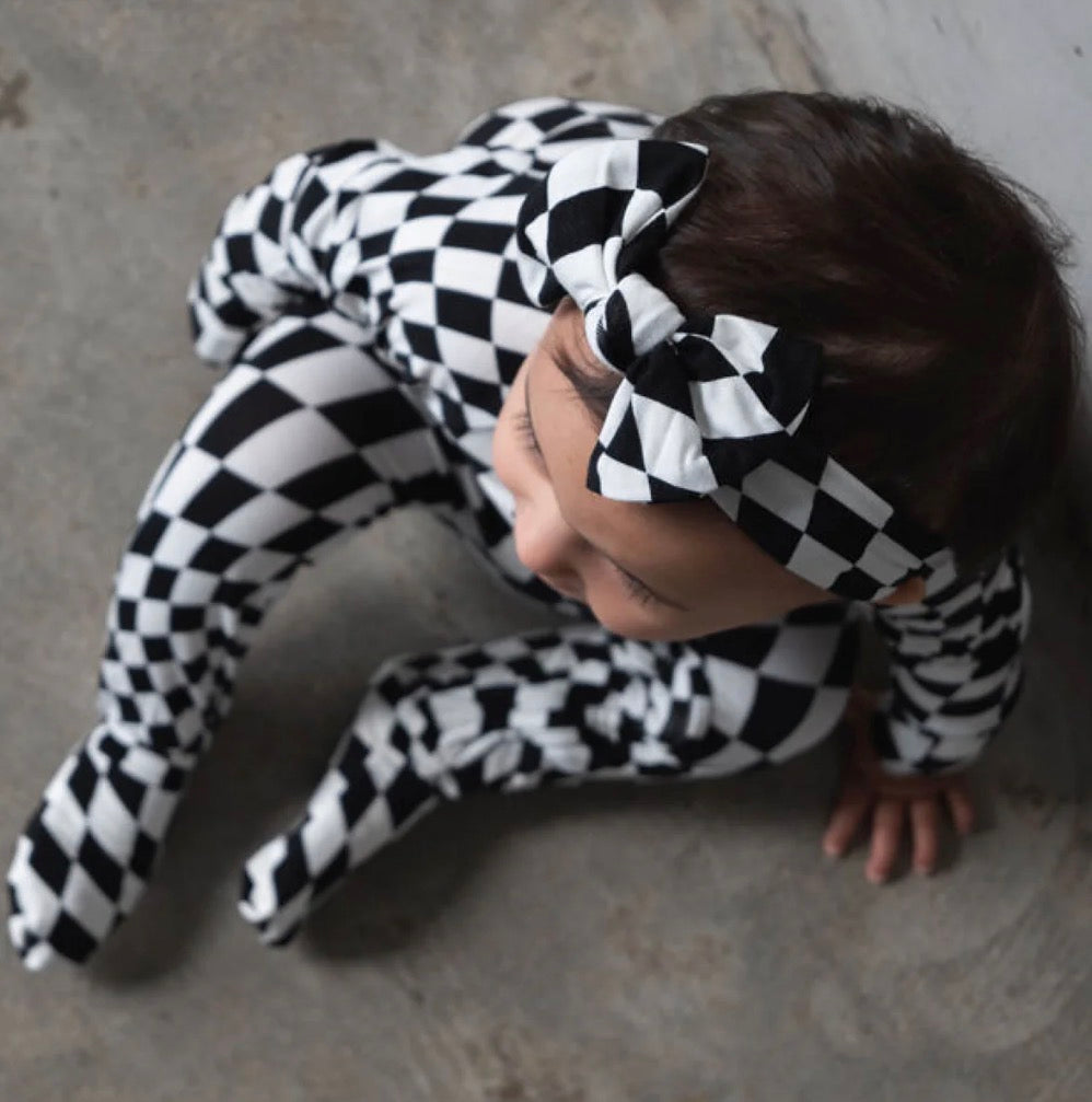 B&W Wavy Checker | Head Wrap