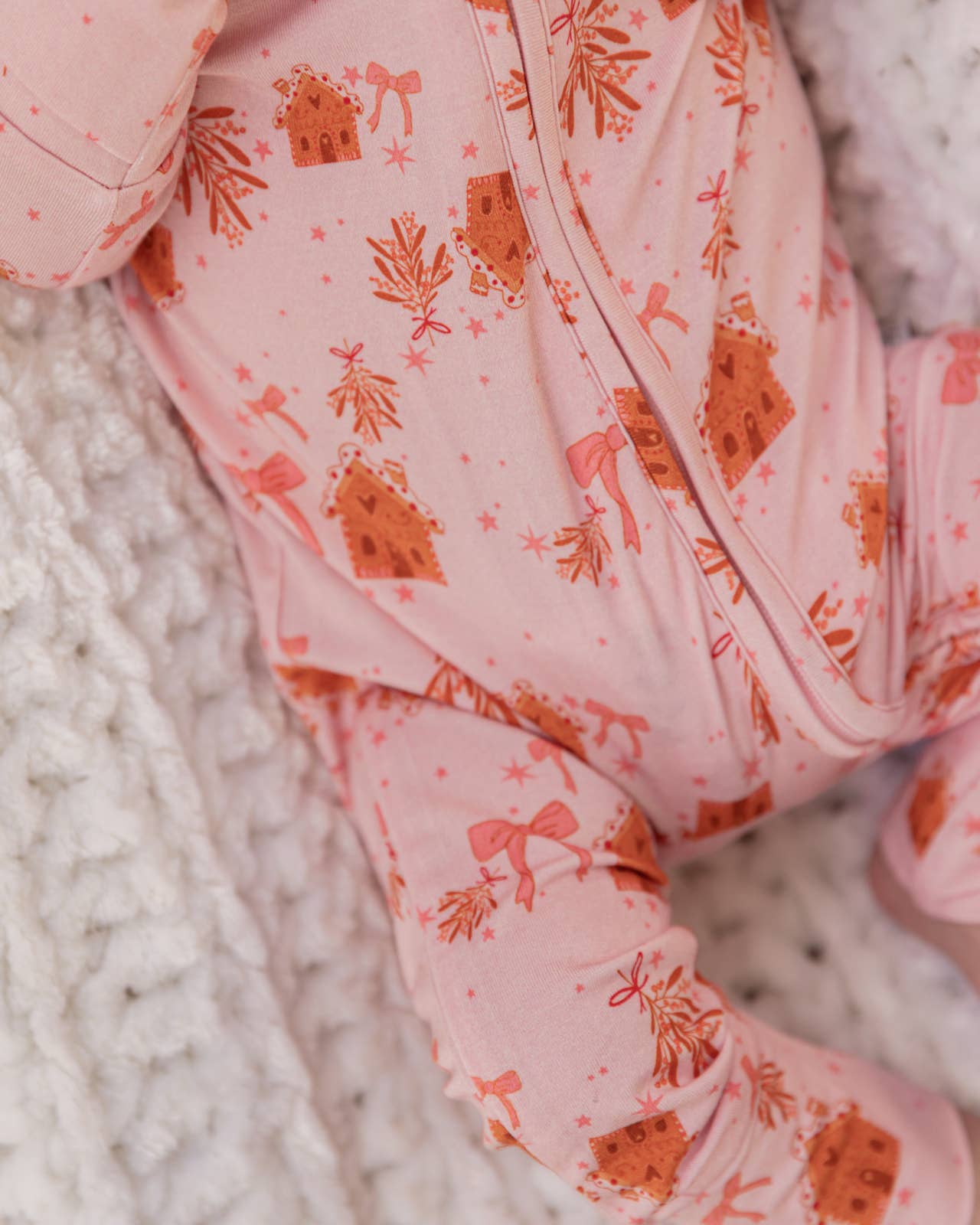 Pink Gingerbread Bamboo Zipper Pajamas