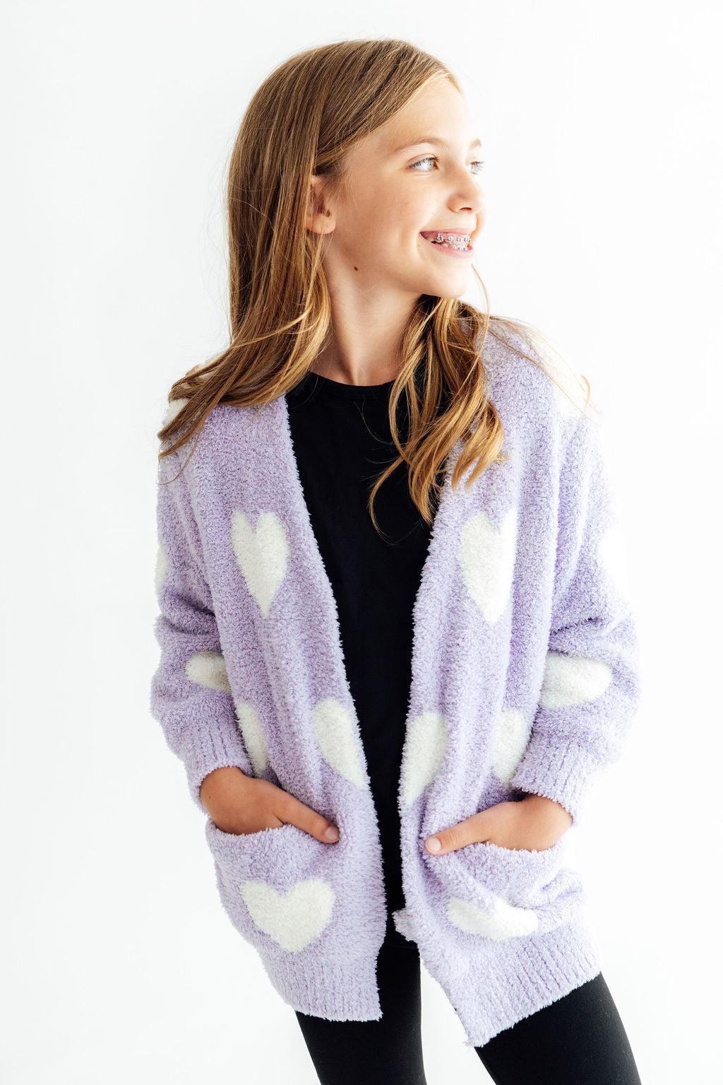 Lavender Heart Cozy Cardigan