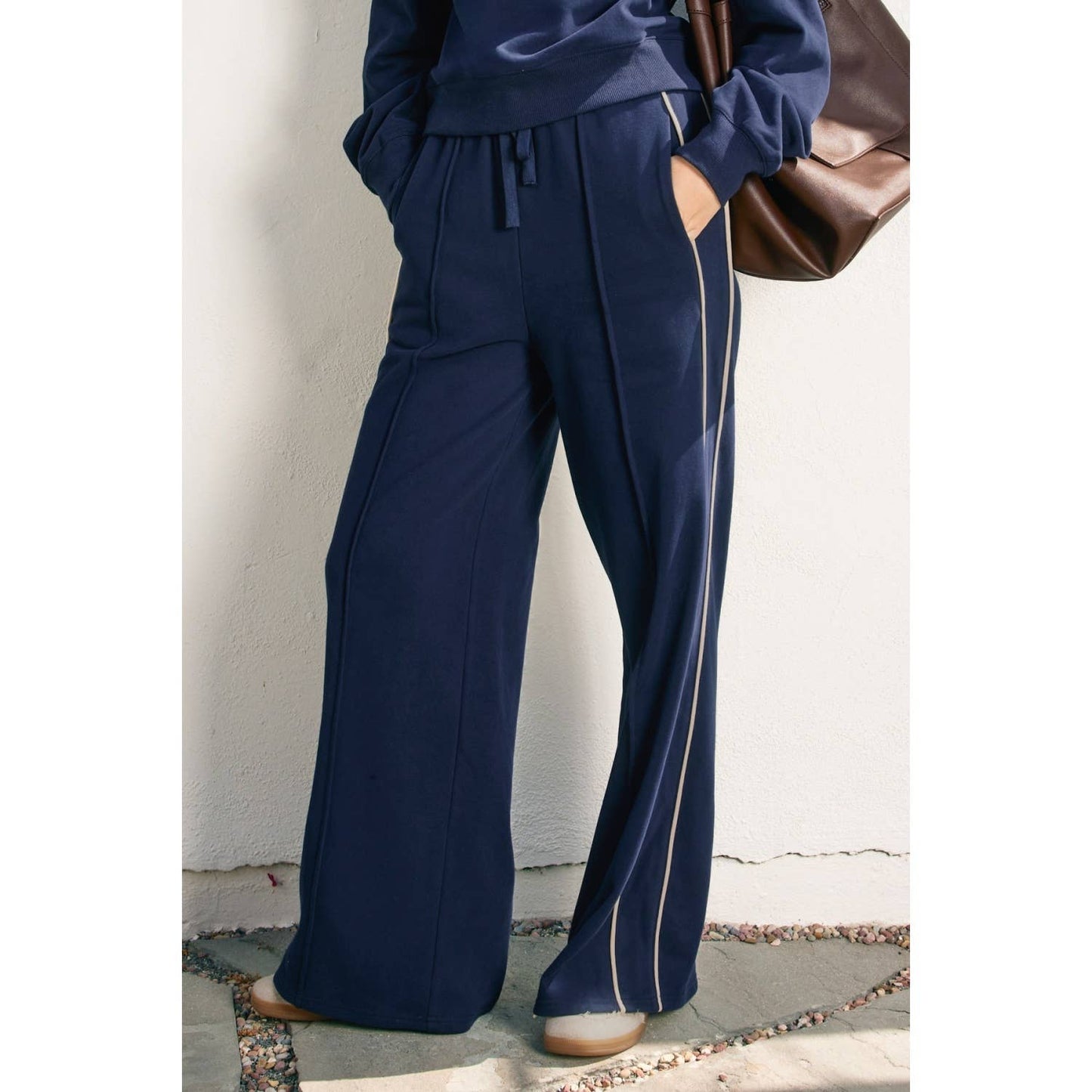 Track Stripe Wide Leg Sweatpants