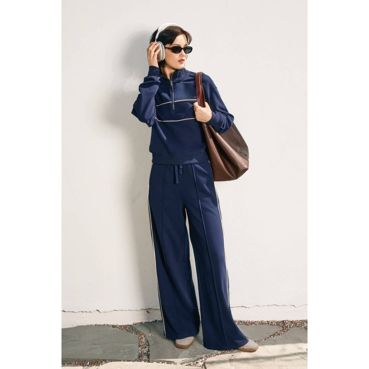 Track Stripe Wide Leg Sweatpants