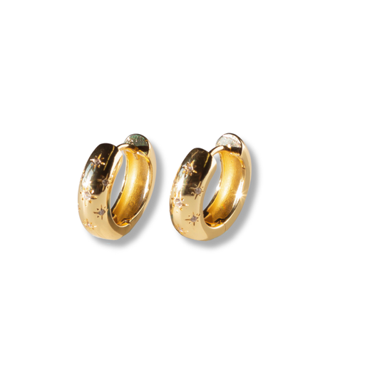 Gilded Gold Earrings-Star Hoops