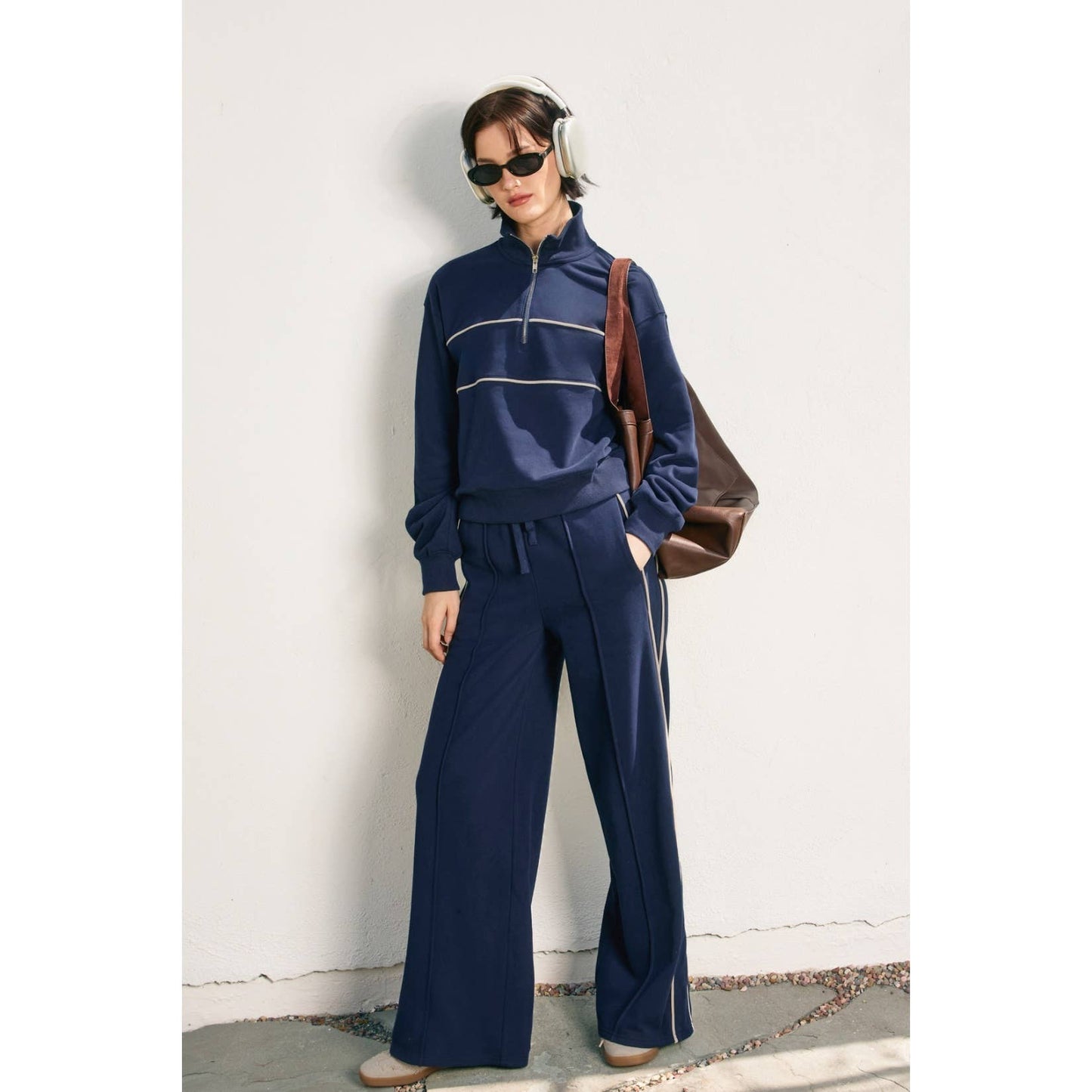 Track Stripe Wide Leg Sweatpants