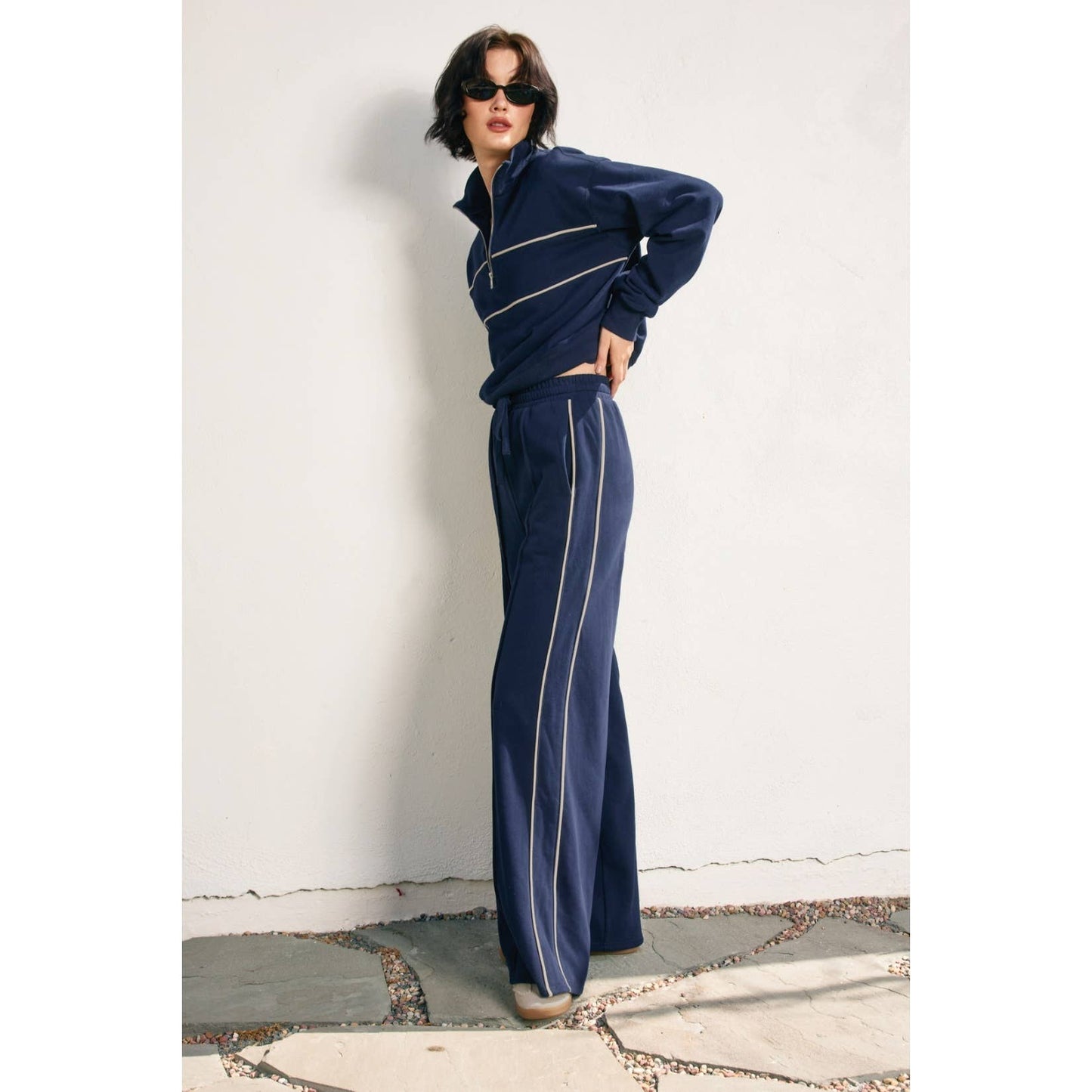 Track Stripe Wide Leg Sweatpants