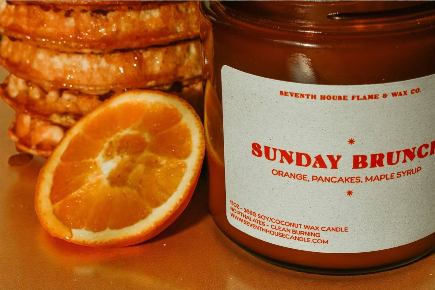 SUNDAY BRUNCH - Pancakes, Orange, Maple Candle