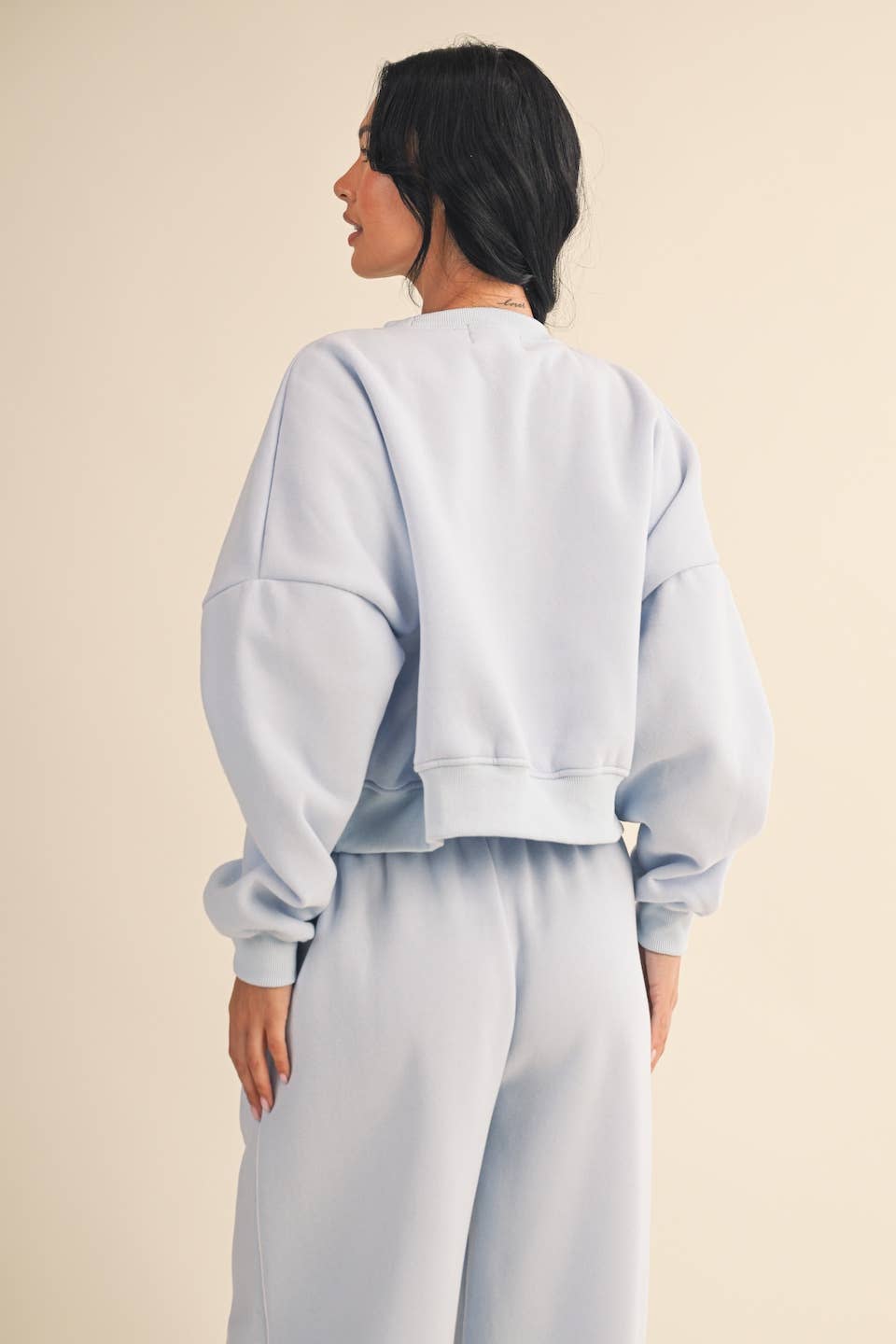 Cozy Fleece Oversized Crewneck Sweatshirt: Blue
