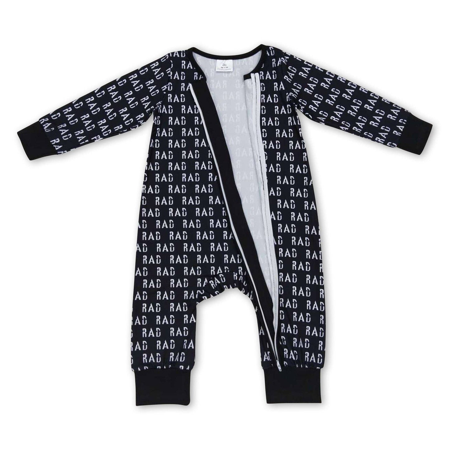 Black rad long sleeves baby kids zipper romper