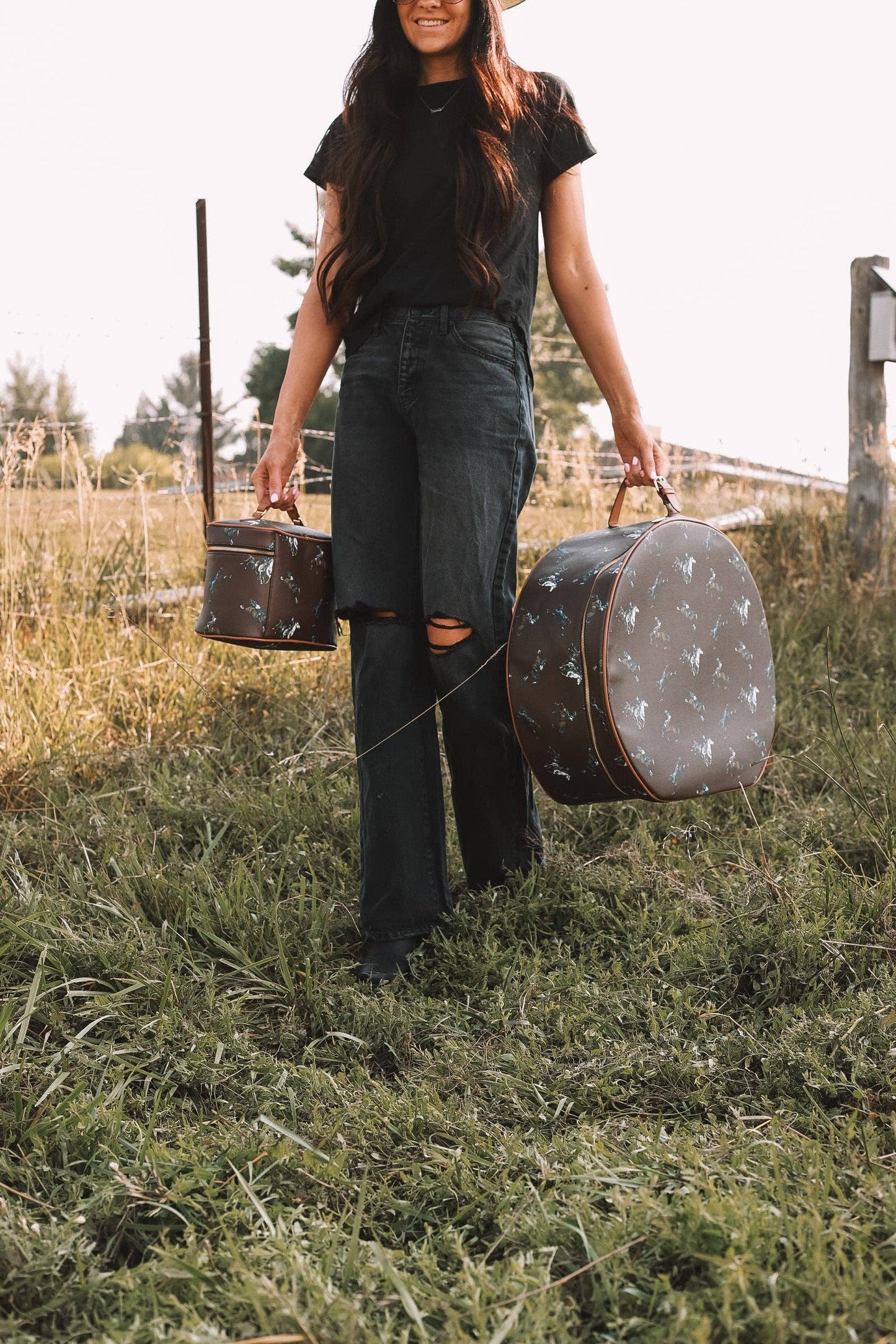 Bustin' Broncs Hat Box Luggage