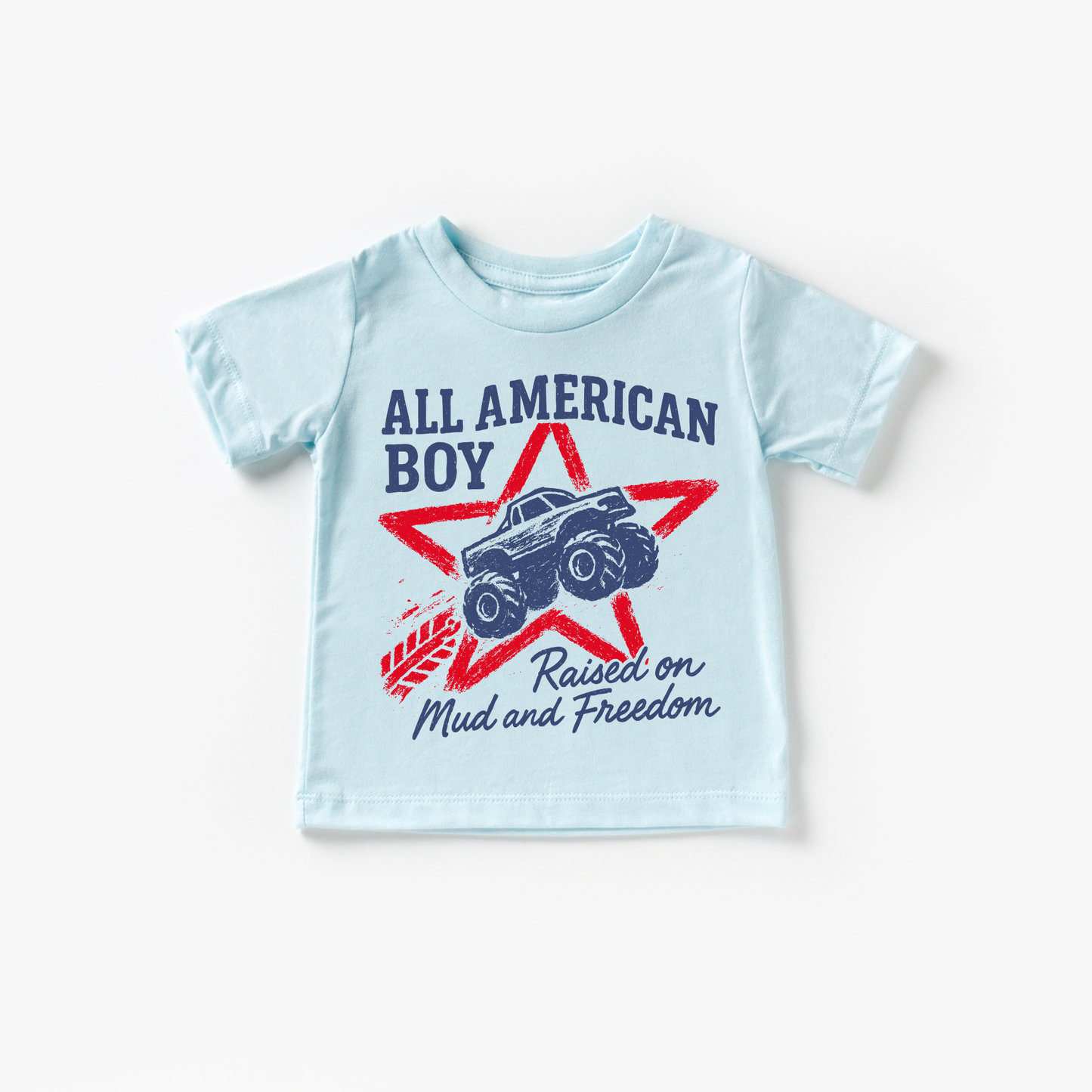 All American Boy Monster Truck Freedom 4th of July Shirt