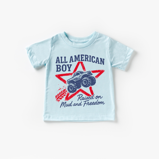 All American Boy Monster Truck Freedom 4th of July Shirt