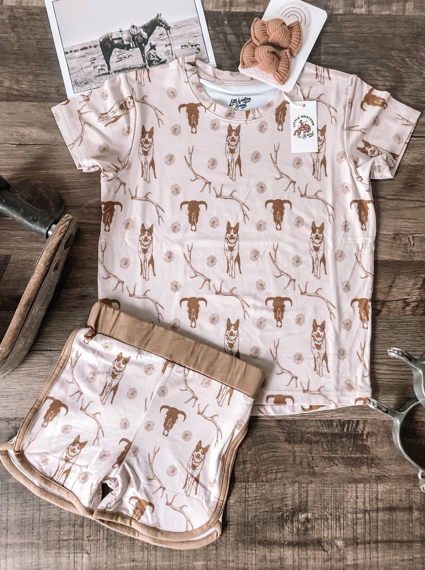 Cow Dogs & Antlers Bamboo Tee and Shorts Set