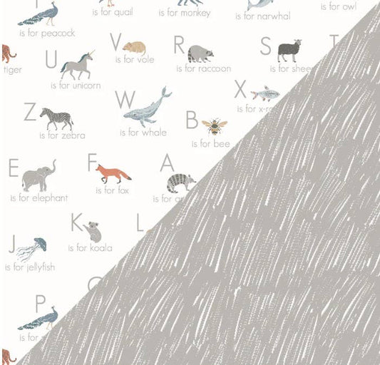 Animal Alphabet + Grey Crayon Muslin Snuggle Blanket