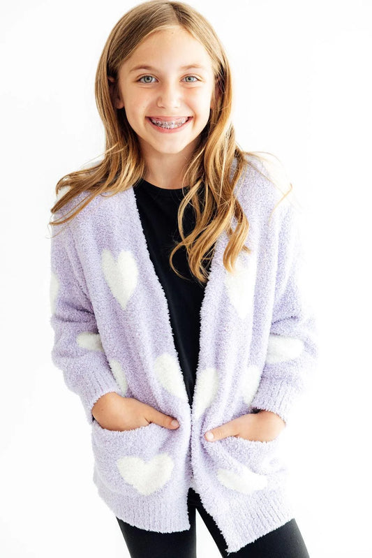 Lavender Heart Cozy Cardigan