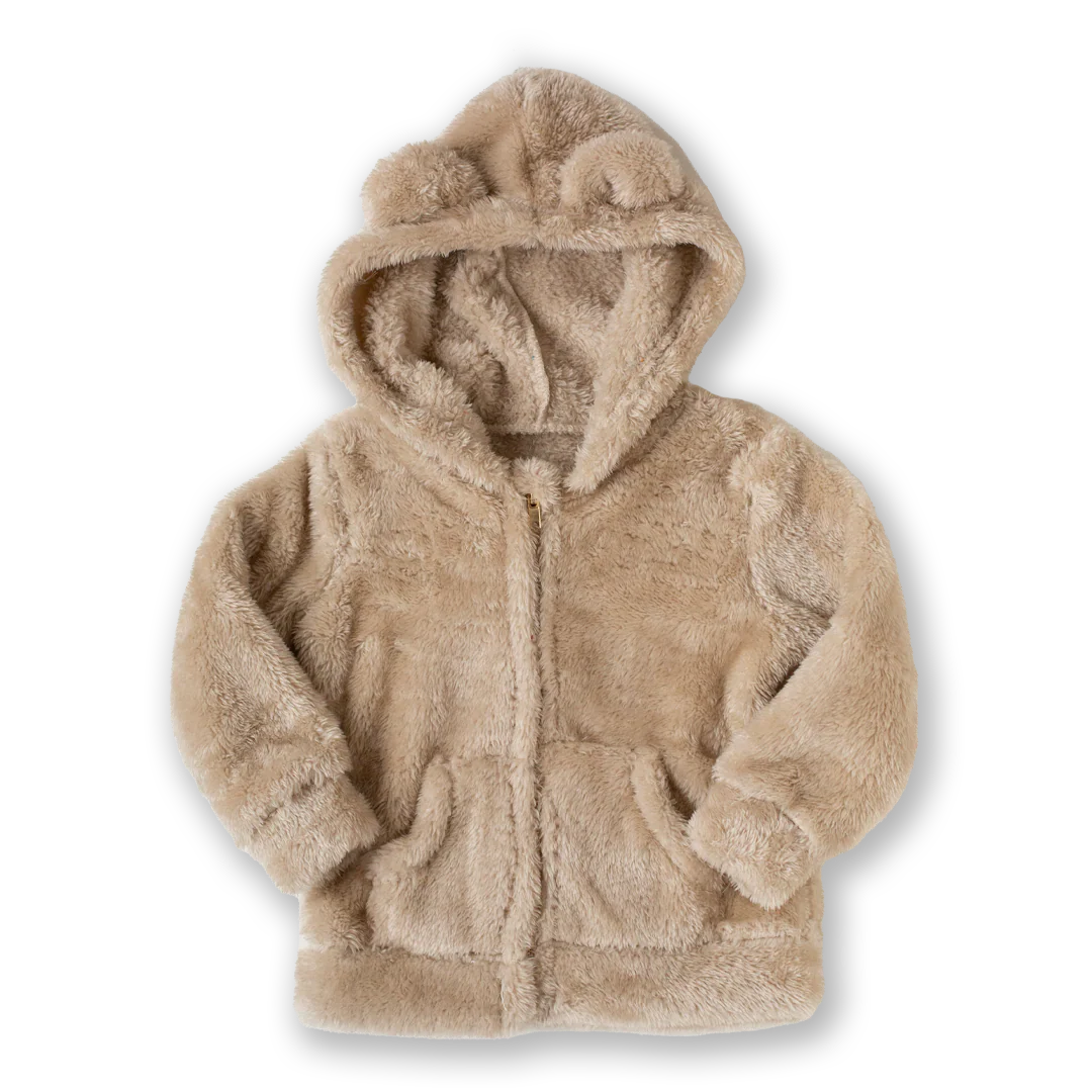 Sherpa Bear Ear Zip Hoodie