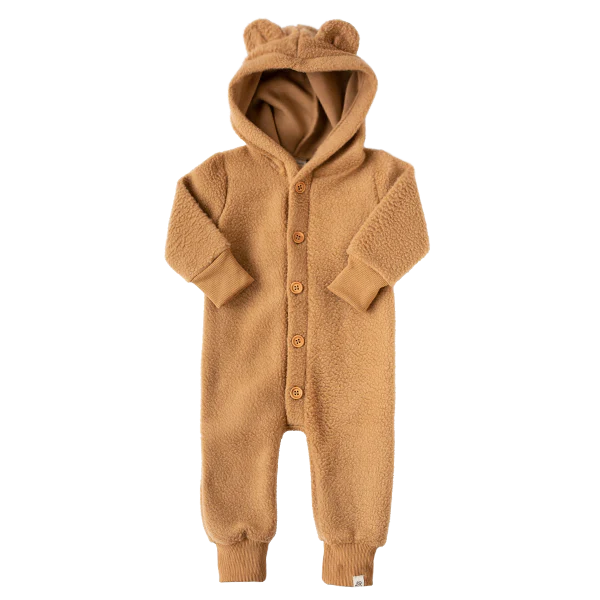 Wheat Sherpa Bear Ear Romper