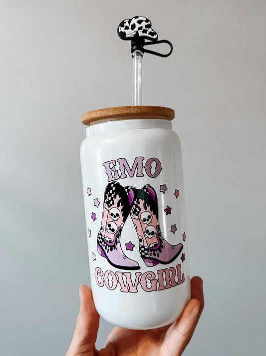 16 oz Emo Cowgirl Glass Tumbler