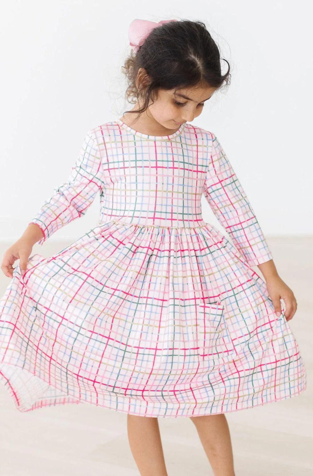 Pink Plaid Pocket Twirl Dress