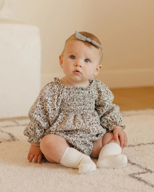 Quincy Mae Eden Romper in Green Garden