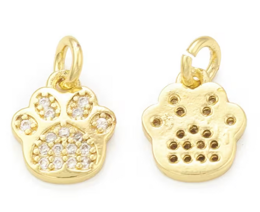 Pave Paw Print Charm