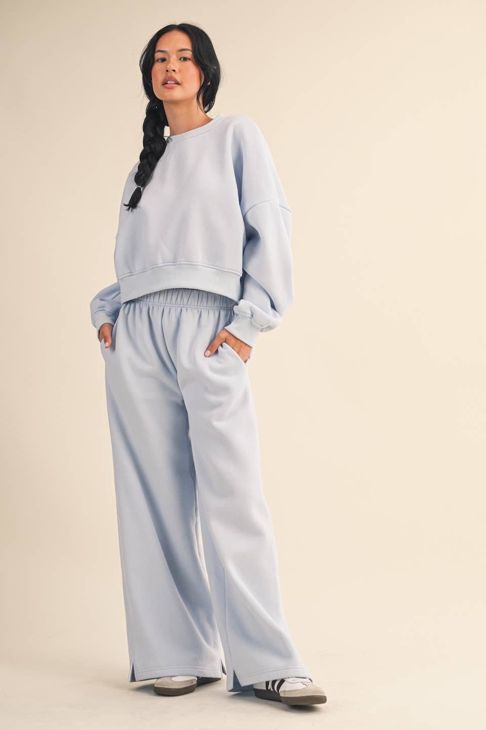 Cozy Fleece Oversized Crewneck Sweatshirt: Blue