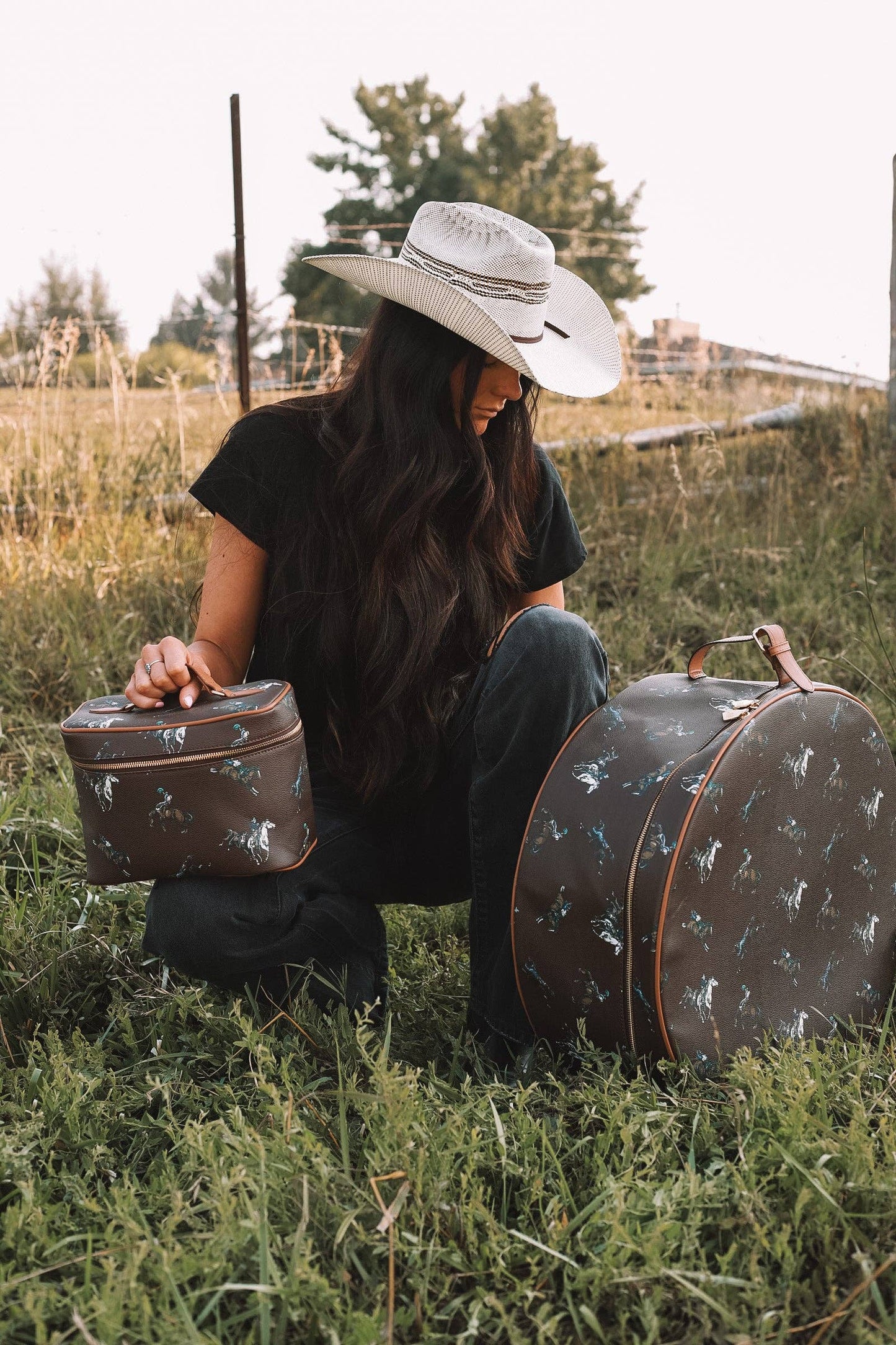 Bustin' Broncs Hat Box Luggage