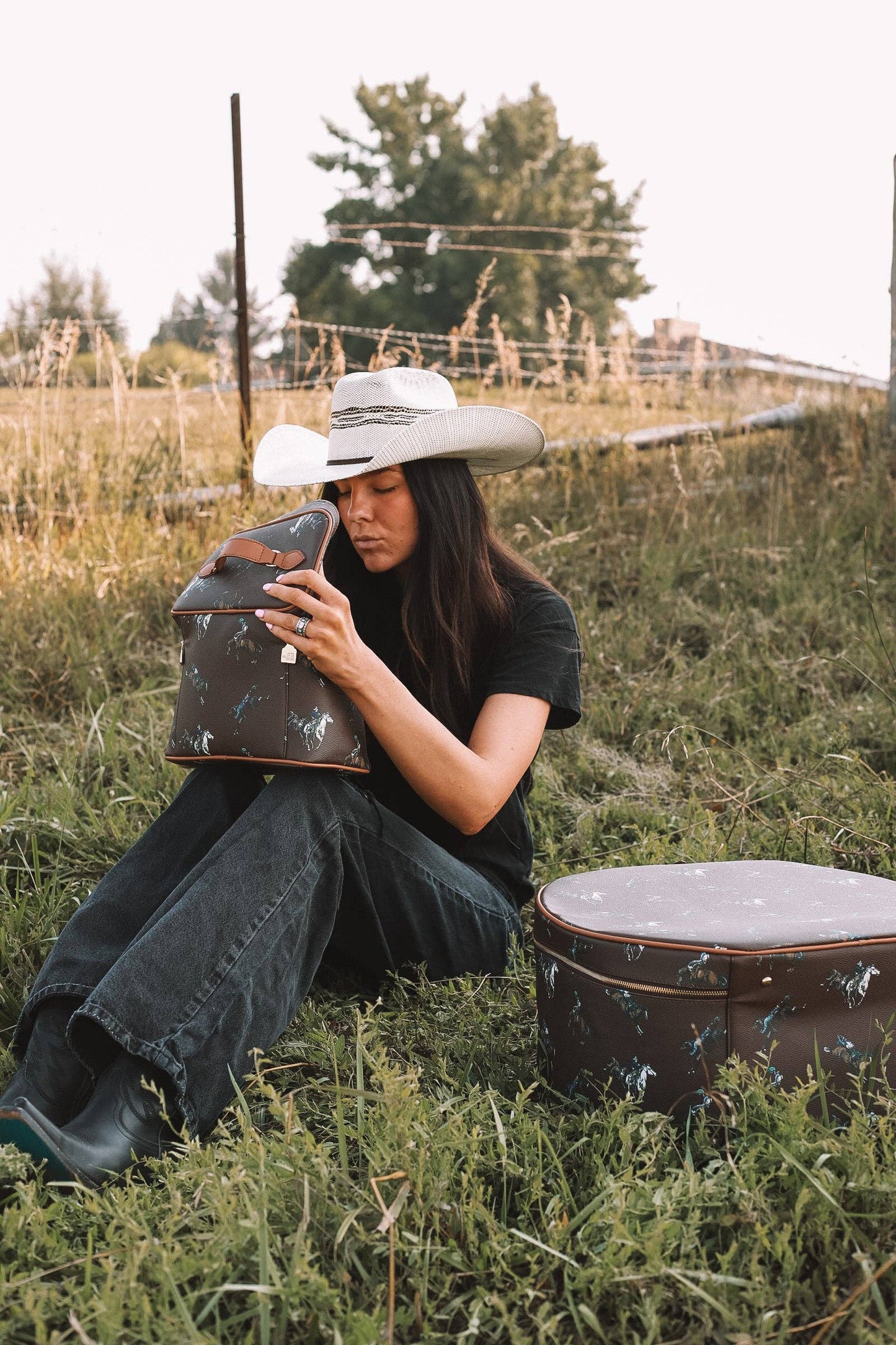 Bustin' Broncs Hat Box Luggage