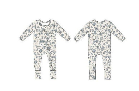 Bamboo Zipper Romper in Vintage Floral