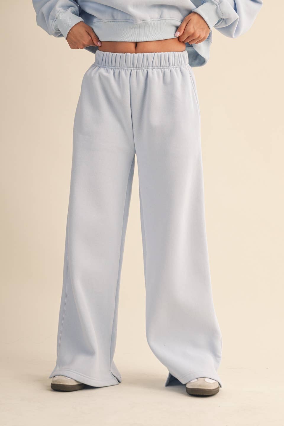 Core Cozy Fleece Wide Leg Sweatpants: Blue