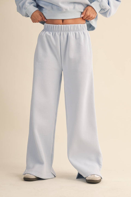 Core Cozy Fleece Wide Leg Sweatpants: Blue