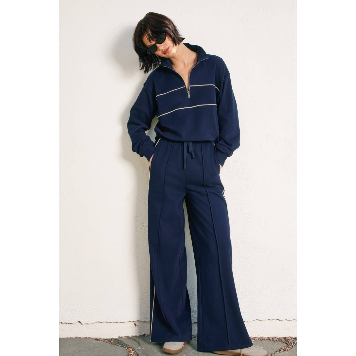 Track Stripe Wide Leg Sweatpants