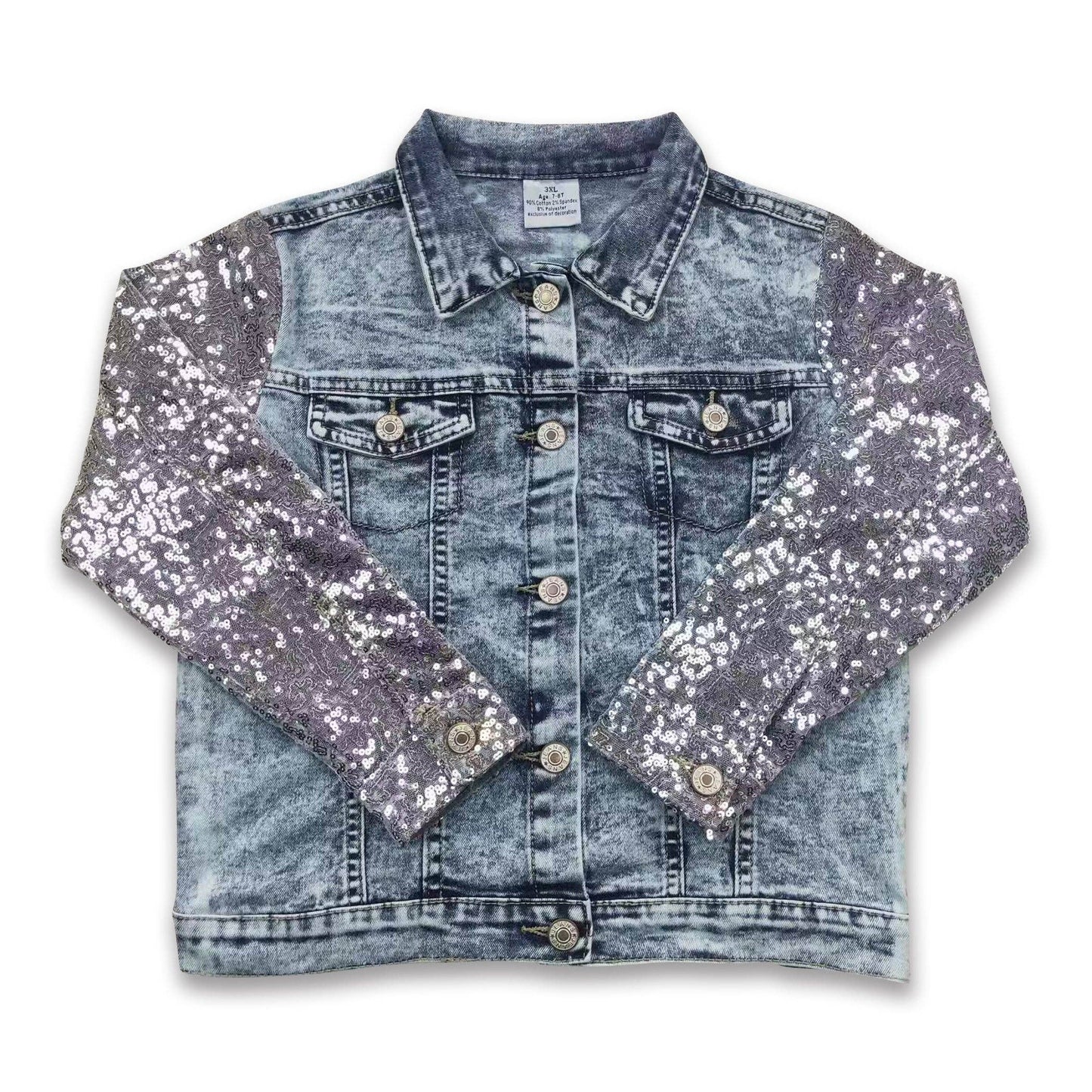 Silver Sequin Denim Jacket